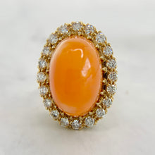 Load image into Gallery viewer, 14K Yellow Gold Natural Fire Opal Diamond Cocktail Ring