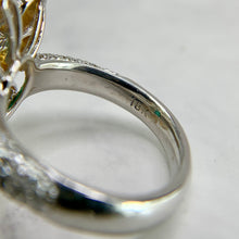Load image into Gallery viewer, 18K White Gold Emerald and Fancy Yellow Diamond Statement Ring