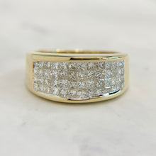 Load image into Gallery viewer, Wide 14K Yellow Gold Invisible Set Princess Cut Diamond Band