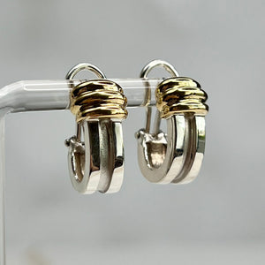 Tiffany & Co. 18K Gold and Silver Atlas Huggie Earrings