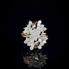 Load image into Gallery viewer, 14K Two-Tone Gold 2 Carat Diamond Floral Cluster Ring