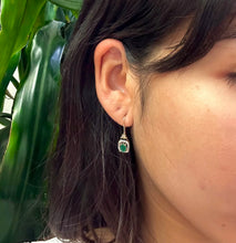 Load image into Gallery viewer, 14K Two-Tone Oval Cut Emerald and Diamond Drop Earrings