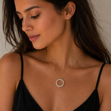 Load image into Gallery viewer, 10K Yellow Gold Open Circle Baguette Natural Diamond Pendant