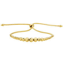 Load image into Gallery viewer, 14K Italian Yellow Gold Diamond Cut Beaded Bolo Bracelet