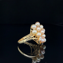 Load image into Gallery viewer, 10K Two-Tone Gold Cultured Pearl Cluster Ring