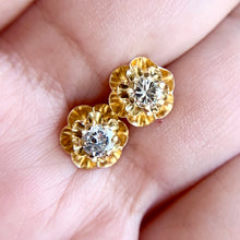 Load image into Gallery viewer, 14K Yellow Gold .50ctw Diamond Solitaire Buttercup Earrings