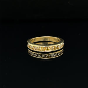 14K Yellow Gold Natural Champagne Diamond Band