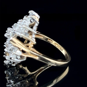 14K Two-Tone Gold 2 Carat Diamond Floral Cluster Ring