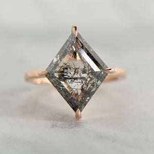14K Rose Gold Salt and Pepper Kite Cut Diamond Ring