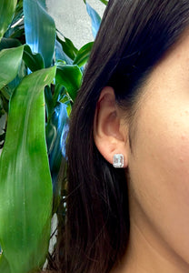 10K White Gold Natural Aquamarine and Diamond Earrings