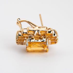 14k Yellow Gold Yellow 3.5ctw Citrine Omega Back Earrings