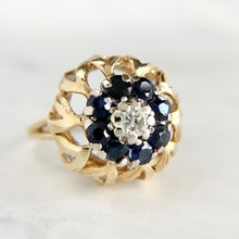 Load image into Gallery viewer, Vintage 14K Yellow Gold Sapphire Diamond Dome Ring