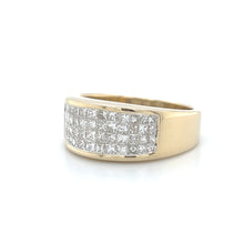 Load image into Gallery viewer, Wide 14K Yellow Gold Invisible Set Princess Cut Diamond Band