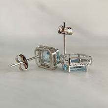 Load image into Gallery viewer, 10K White Gold Natural Aquamarine and Diamond Earrings