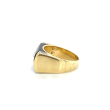 Load image into Gallery viewer, 18K Yellow Gold Onyx and Bezel Set Diamond Ring