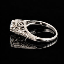 Load image into Gallery viewer, Vintage 18k WG Diamond Filigree Engagement Ring.