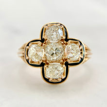 Load image into Gallery viewer, Antique 18K Gold 2.00ctw Old Mine Cut Diamond Enamel Ring