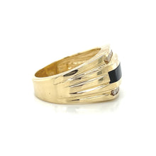 Load image into Gallery viewer, 14K Yellow Gold Onyx and Diamond Unisex Ring