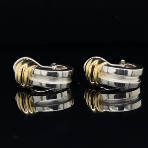 Tiffany & Co. 18K Gold and Silver Atlas Huggie Earrings