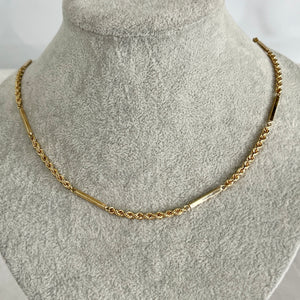 14K Yellow Gold 28" Rope Bar Link Chain Necklace