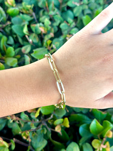 Chunky 14K Yellow Gold Paperclip Link Bracelet