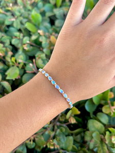 14K Yellow Gold Natural Opal Cabochon Tennis Bracelet
