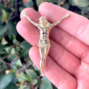 Large 10K Yellow Gold Jesus Cross Crucifix Slider Pendant