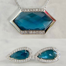 Load image into Gallery viewer, 18K White Gold Doves by Doron Paloma Blue Topaz MOP Set