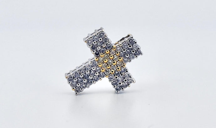 18k Yellow and White Gold Cross Pendant