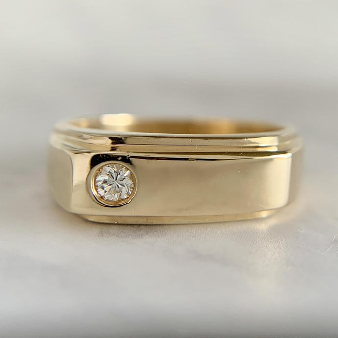 14k Yellow Gold Diamond Solitaire Band