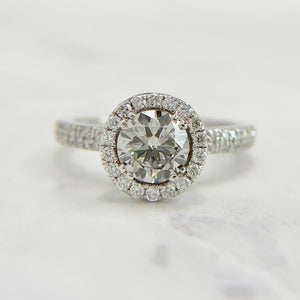 14k White Gold 1.06ctw Lab Diamond Halo Engagement Ring