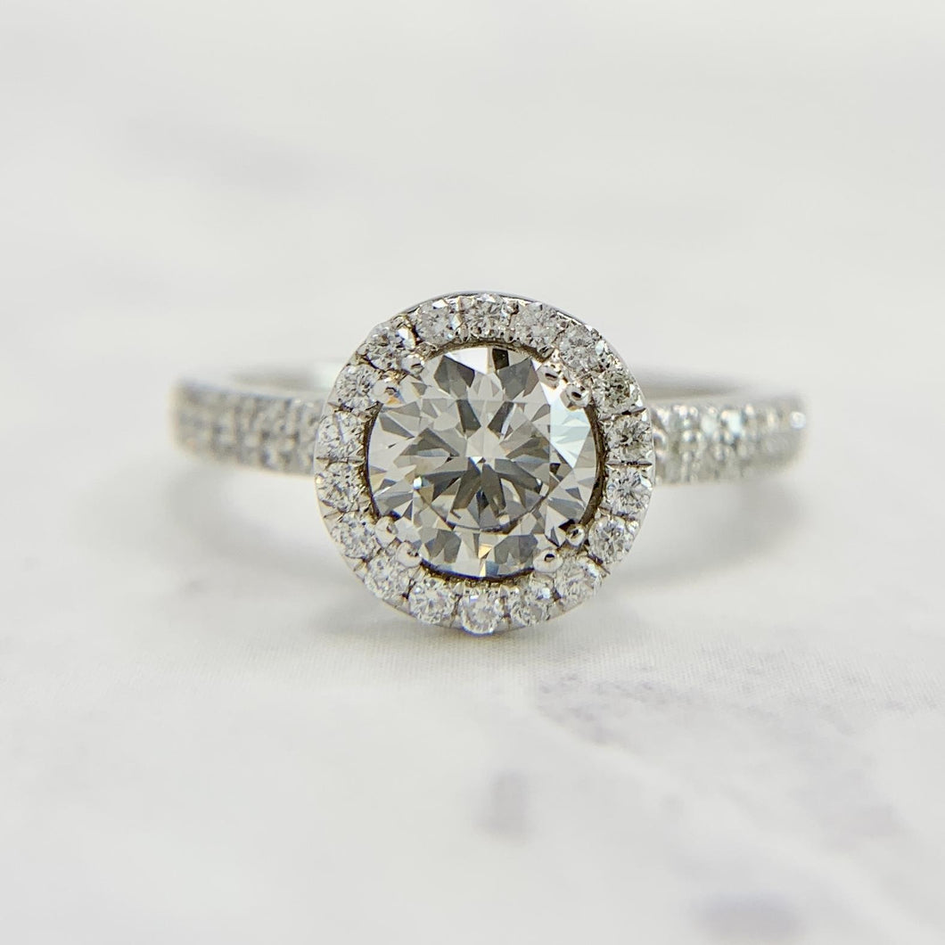 14k White Gold 1.06ctw Lab Diamond Halo Engagement Ring