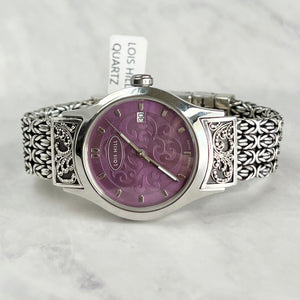 Rare Lois Hill Sterling Silver Lavender Face Watch