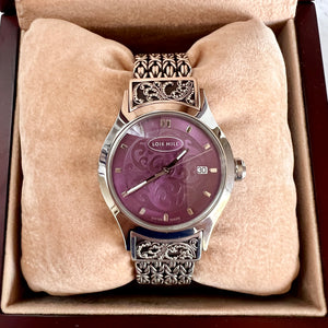Rare Lois Hill Sterling Silver Lavender Face Watch