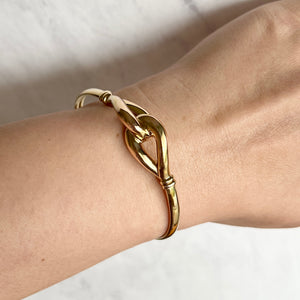 14K Yellow Gold Love Knot Bangle Flexible Bracelet