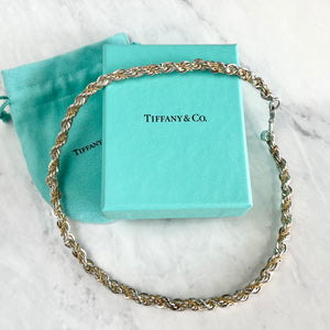 Retired Tiffany & Co. 925 Silver / 18K Gold Twisted Rope Necklace