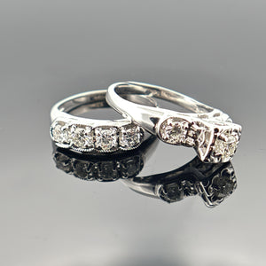 14k WG .90 ctw Diamond Bridal Set