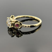 Load image into Gallery viewer, 18K Yellow Gold Diamond &amp; Pink Sapphire Floral Ring
