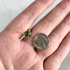 14K Yellow Gold Green Enamel Turtle Earrings