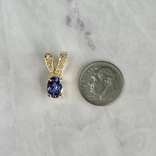 Load image into Gallery viewer, 18K Yellow Gold Oval Cut Tanzanite and Diamond Pendant