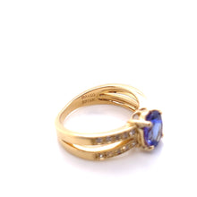 Load image into Gallery viewer, 18K Yellow Gold Oval Cut Tanzanite and Diamond Ring