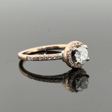 Load image into Gallery viewer, 14k Rose and White Gold Round White Diamond Halo Engagement Ring