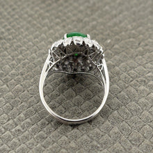 Load image into Gallery viewer, 18k White Gold Diamond and Jade Engagement Ring