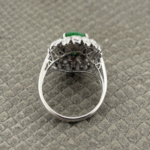 18k White Gold Diamond and Jade Engagement Ring