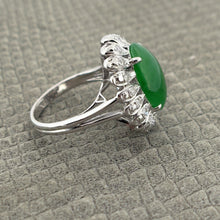 Load image into Gallery viewer, 18k White Gold Diamond and Jade Engagement Ring
