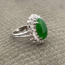 Load image into Gallery viewer, 18k White Gold Diamond and Jade Engagement Ring