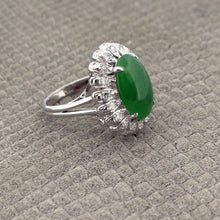 Load image into Gallery viewer, 18k White Gold Diamond and Jade Engagement Ring