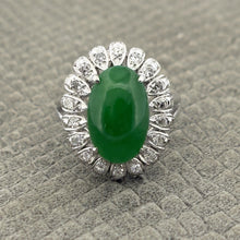 Load image into Gallery viewer, 18k White Gold Diamond and Jade Engagement Ring