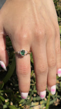 Load image into Gallery viewer, Vintage 14k Rose Gold Rope Design Oval Emerald and White Diamond Ring