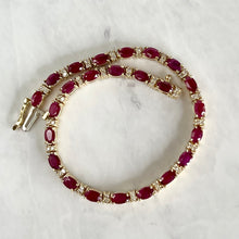 Load image into Gallery viewer, 14K Yellow Gold Natural Ruby and Diamond Tennis Bracelet